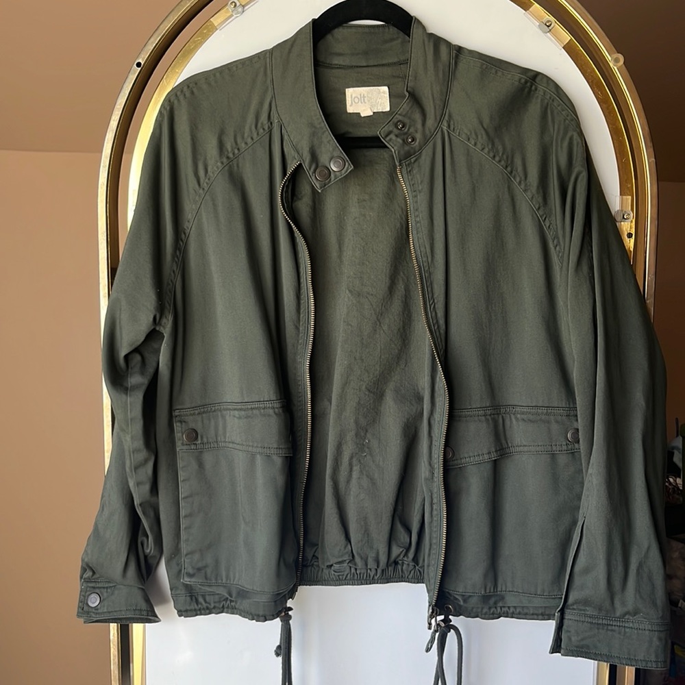 medium green cotton bomber
